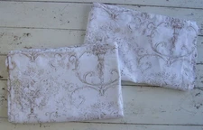 Made in France 2 White/Brown Toile Pillow Shams~Cotton/Linen Blend