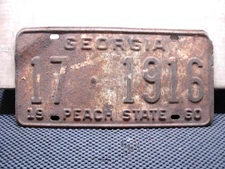 LICENSE PLATE  GEORGIA  1960  17.1916  AS RECEIVED