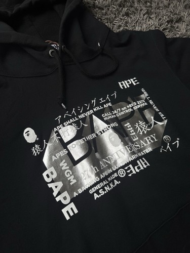 RARE BAPE x 27th Anniversary Foil Hoodie | Black | Size Small/Large /2XL | Anniv - Bild 5 von 14