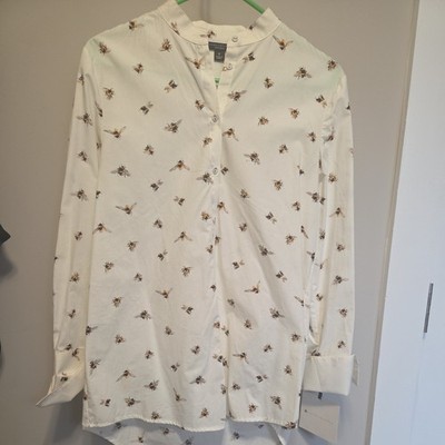 Victoria Beckham x Target Cream & Bumble bee print tunic blouse loose S BNWT 