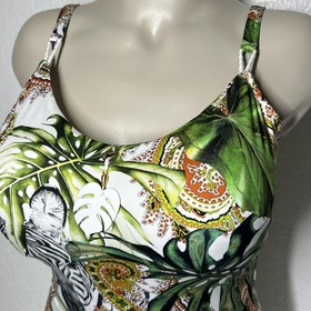 Lise Charmel Size 10E Floral Zebra One Piece Wired Tropical Swimsuit France