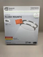 NIOB Commercial Electric 15" 2-Pack LED Flush Mounts, 5CCT, Brushed Nickel