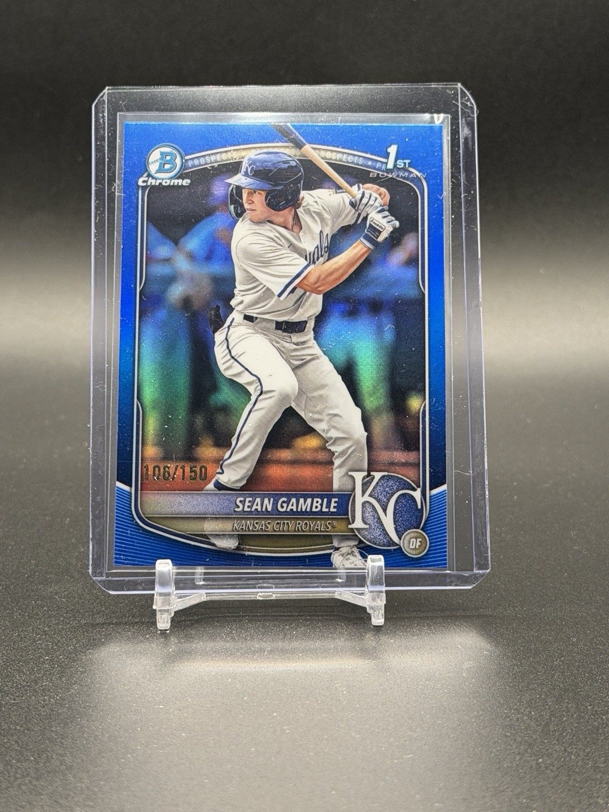 SEAN GAMBLE 2025 BOWMAN CHROME DRAFT 1ST BLUE REFRACTOR ROYALS /150