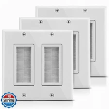 Fosmon 2-Gang Wall Plate, Brush Style Opening Passthrough Low Voltage Cable P