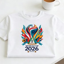 Soccer 2026 Graphic T Shirt, Colorful Ball & Feather Design Tee for Fans, Gift