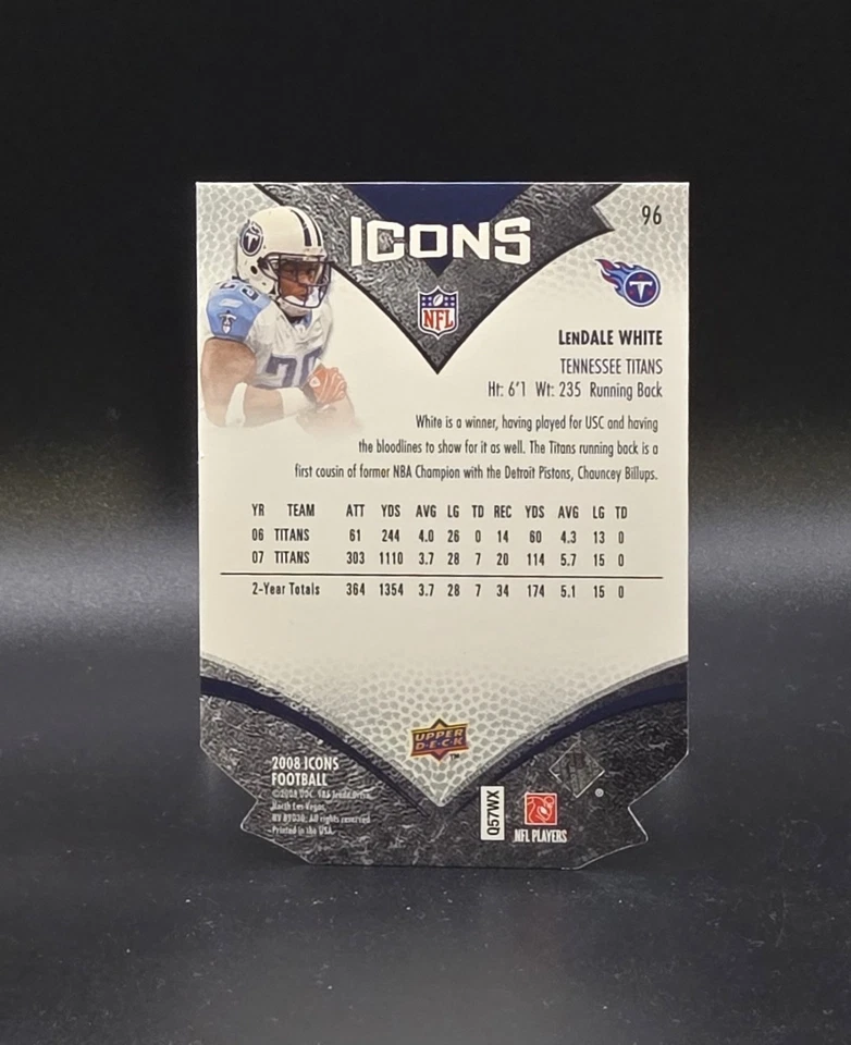 2008 Upper Deck Icons LenDALE WHITE /75 Gold Die-Cut Insert Parallel #96 Titans - Image 2 of 2