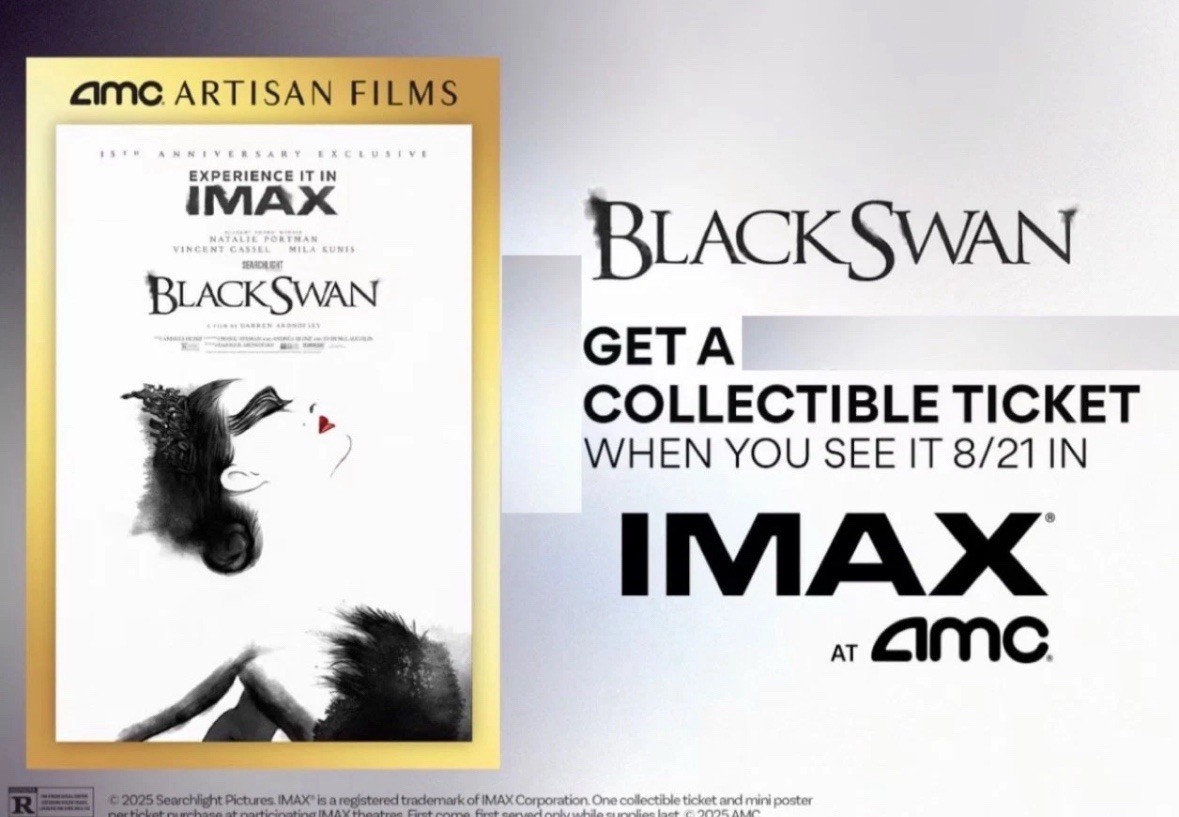 Black Swan 15th Anniversary AMC IMAX Collectible Tickets (2 Tickets Per Order)