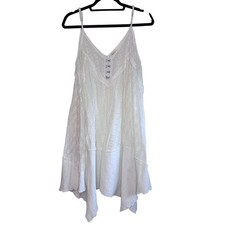 POL Lace Boho Sheered Sleeveless Dress Tunic Women's Oversized Small Ivory
