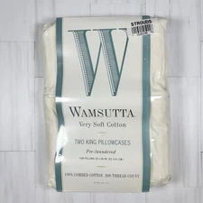 NEW Wamsutta King Pillowcase Set 200 Thread Count Cream Very Soft Combed Cotton