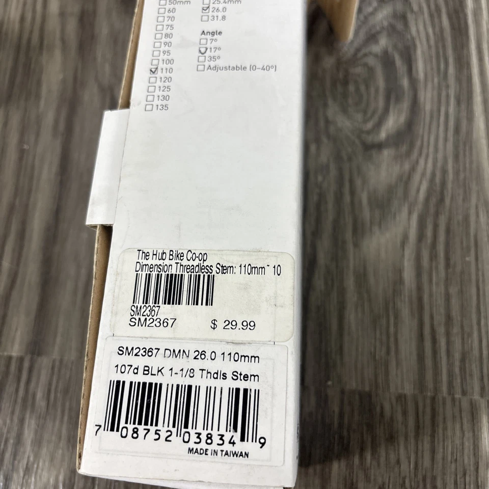 Dimension 26.0 Stem Lenght 110mm Clamp 17 Deg 1 1/8 Black Aluminum #V4 - Image 2 of 3
