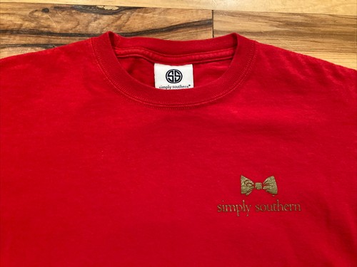 Simply Southern Nauti or Nice Preppy Red T-Shirt Christmas Long Womens Small Top - Picture 10 of 12