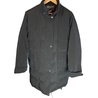 Centigrade Black Quilted Long Down Blend Filled Full Zip Coat Sz XL