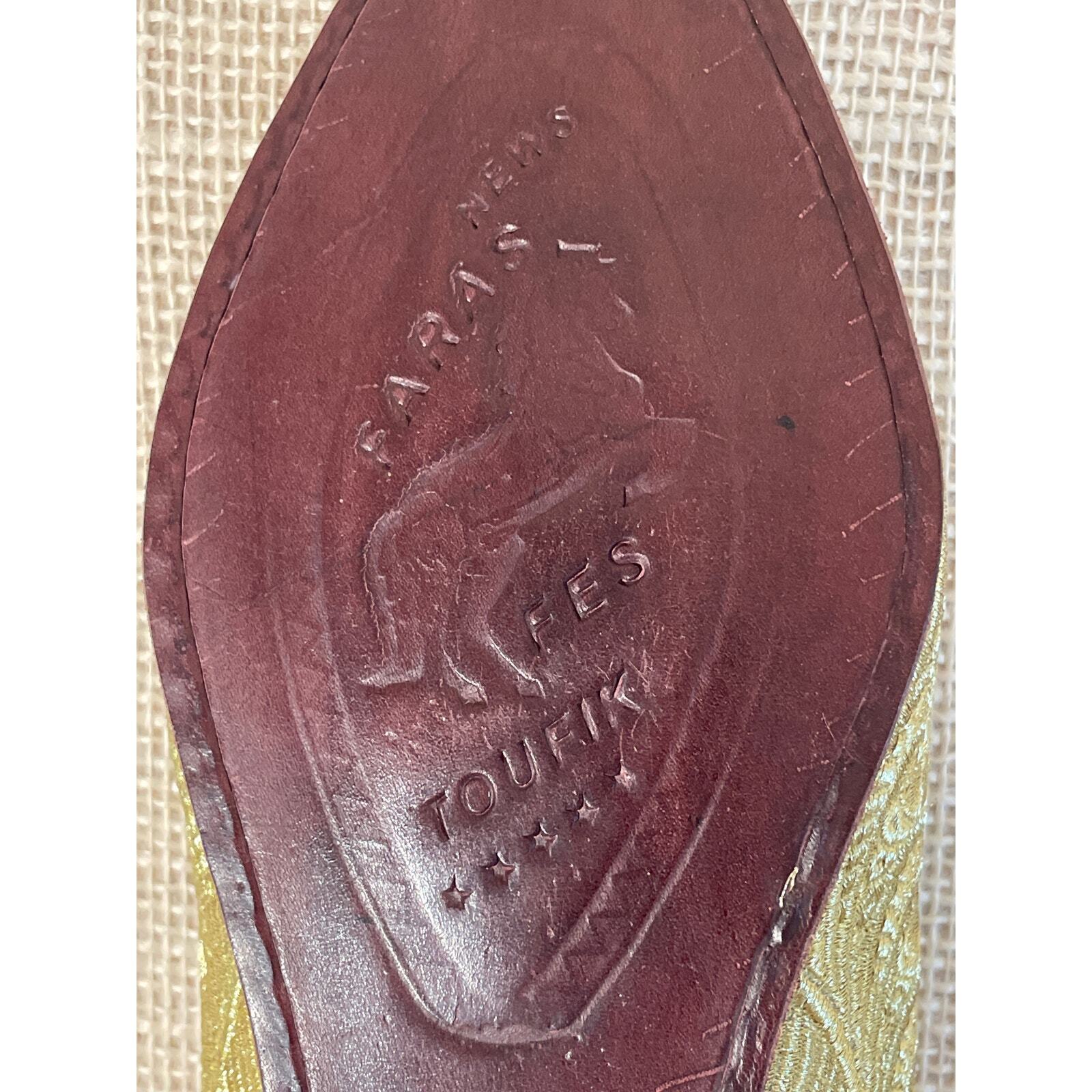 PANTOFOLA D’ORO Pantofole babouche marocchine nuove senza etichette oro suola in pelle fatte a mano donna 8 8 2