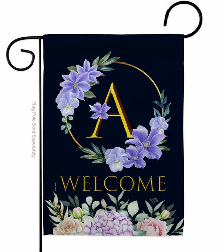 Welcome A Initial Garden Flag Floral Spring Decorative Gift Yard House Banner - 第 2/17 張圖片