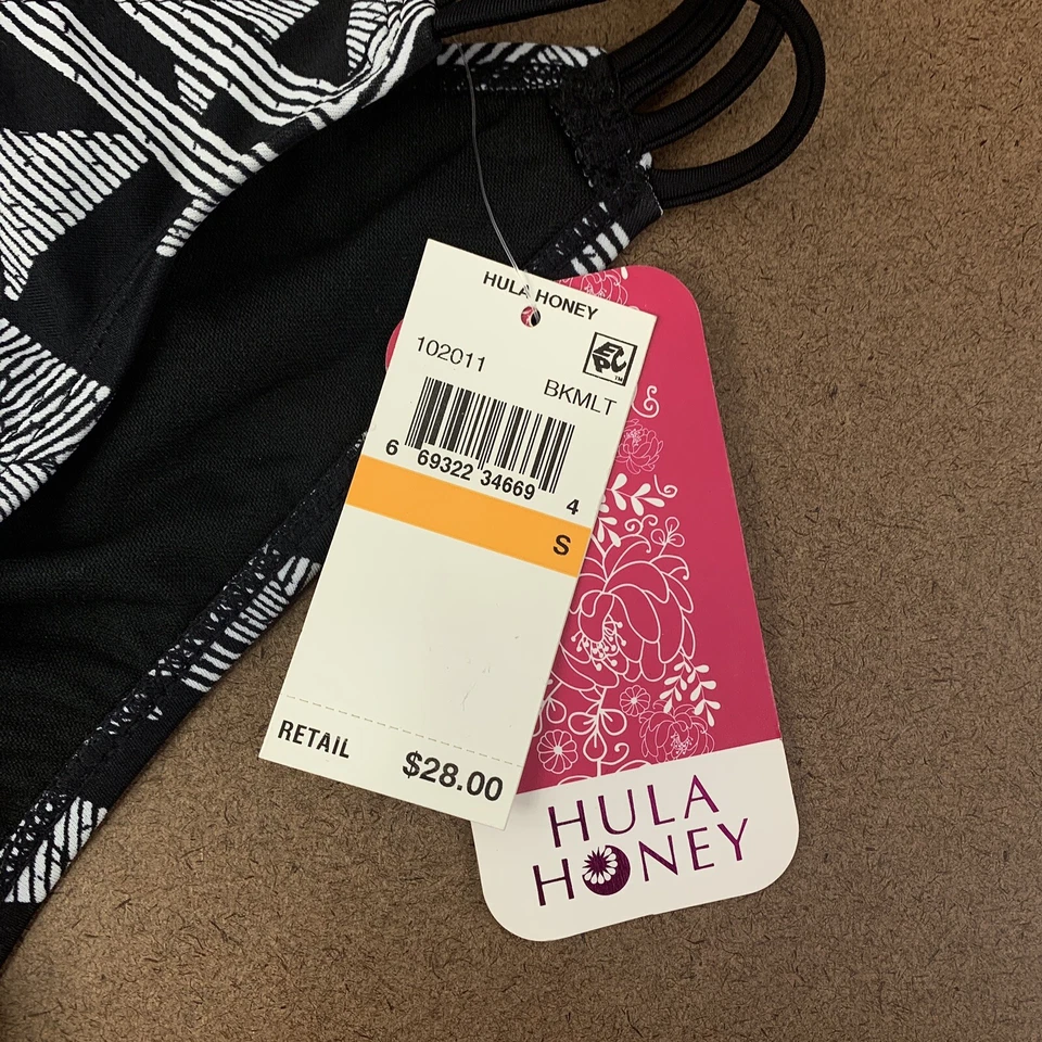 Bikini descarado con tiras Hula Honey Maze Muse negro blanco pequeño traje de baño parte inferior Foto 2 de 4