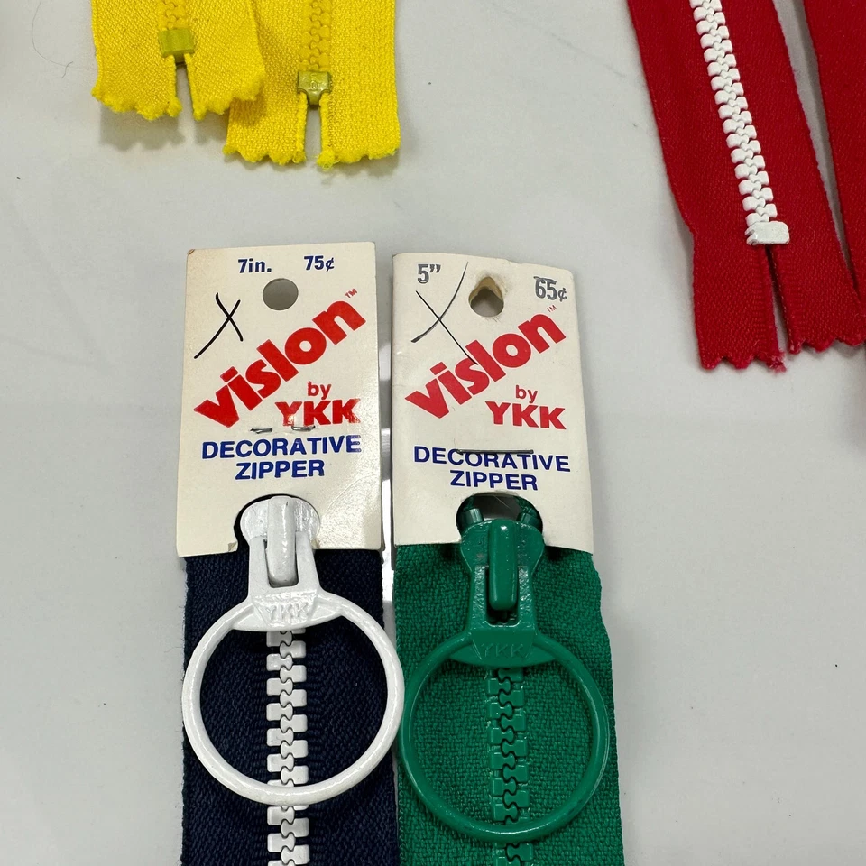 1979 Vintage YKK Lot Circle Pull Zippers Retro Colors Vislon JAPAN Orig. Receipt - Image 3 of 4