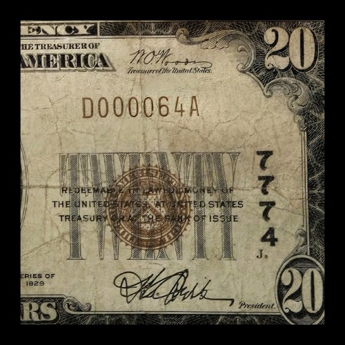 1929 $20 National Bank Of South Otsellc . New York low Trinary serial number 64 - Picture 2 of 5