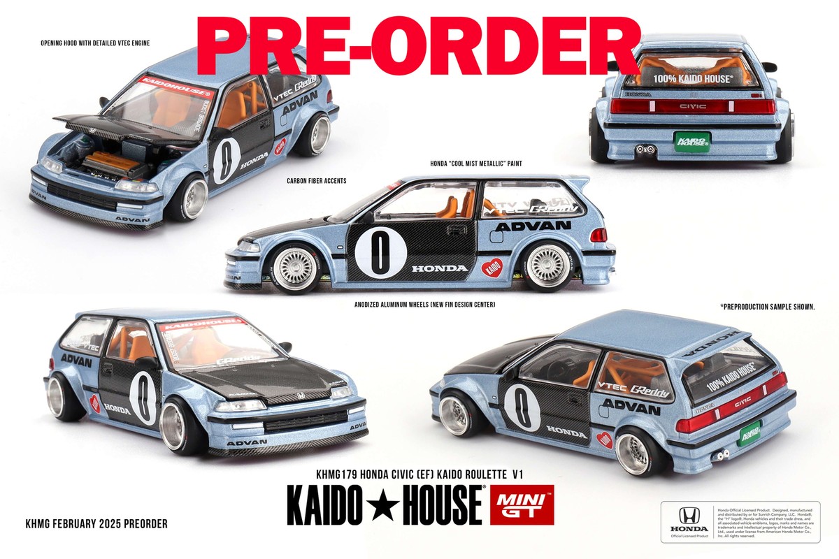 Pre-order) Kaido House x Mini GT Honda Civic (EF) Kaido