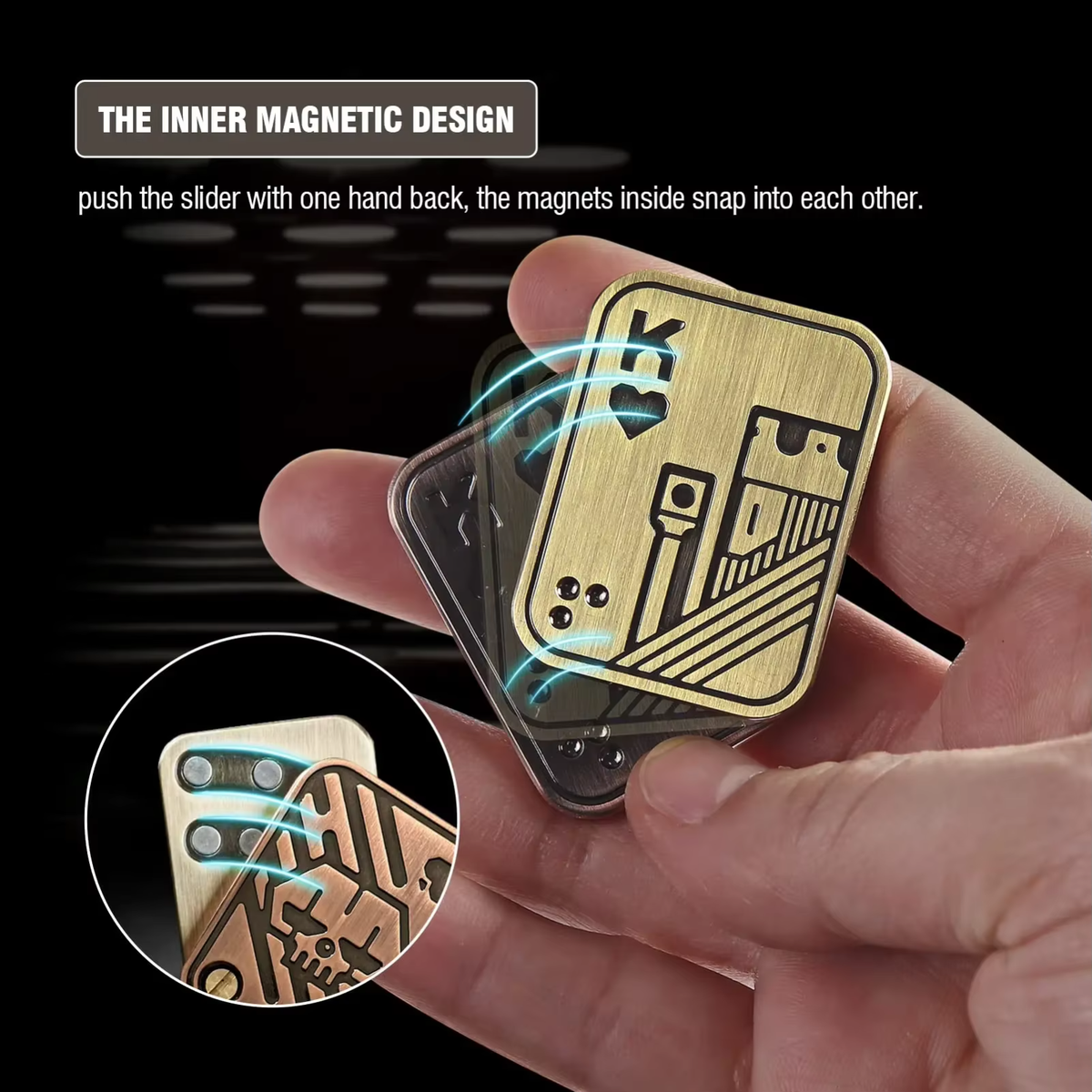 Wakects – Fidget Slider Métal 5 Carrés, Poke Push Card, Anti-anxiété, TDAH, Autisme, Concentré, Portable