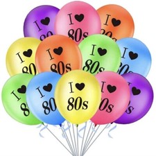 80er Retro Luftballons x10 Geburtstag Party Deko Latexballon Herren Damen