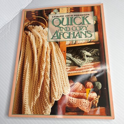 quick and cozy afghans paper back leisure arts 1994 paperback vintage illustrate
