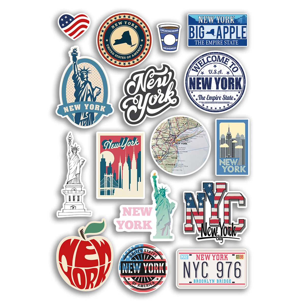 A4 Sticker Sheet New York Vinyl Stickers - US City Holiday Luggage Travel  #78868