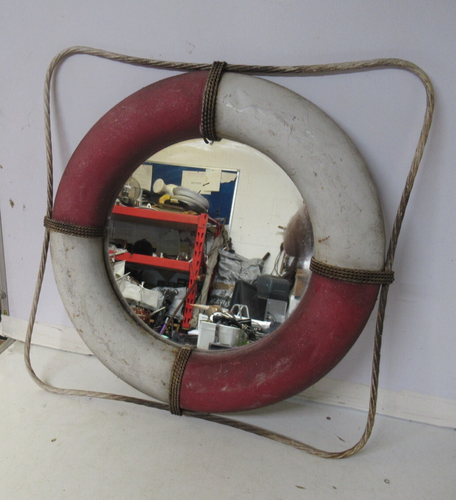Vintage Rustic Metal Buoy Life Ring Wall Mirror 58cm x 58cm / 23" inch Nautical - Picture 7 of 7