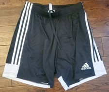 SWEET ADIDAS AEROREADY BLACK/WHITE STRIPED SOCCER SHORTS MEN'S SIZE MEDIUM