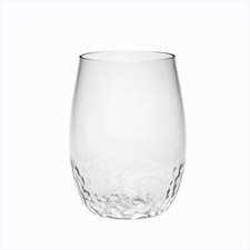 Set of Four Clear Dimpled Tritan Plastic Stemless All Purpose Tumbler Wine Gl...