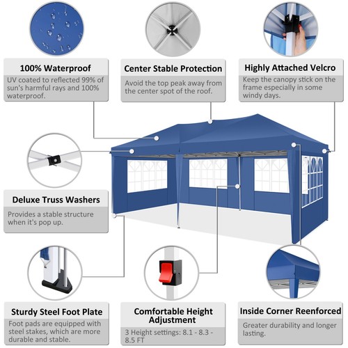 10x30\20 Heavy Duty Pop Up Canopy Party Tent Waterproof Gazebo Outdoor Wedding - Picture 82 of 100