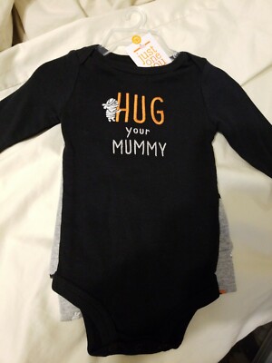 Perfect Halloween Hug your Mummy size 3 month 2 piece snap bottom and pants NWT 