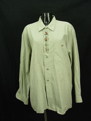 Size XL LINDA light green with traditional embroidery cotton costume shirt shirt TH478