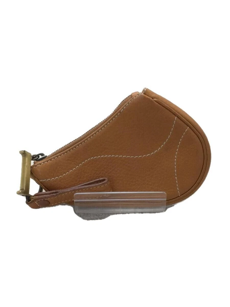 Christian Dior Porte Monnaie Cuir Camel Couleur Unie Femme TR0062 Pochette Selle