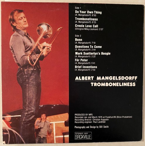ALBERT MANGELSDORFF Posaune Solo Posaune Sackville LP - Bild 2 von 2