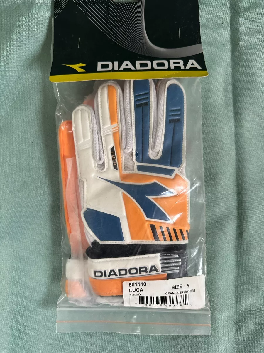 Diadora Luca Goalie Glove Soccer Sz 5 Orange Sky White Blue 86110 1320