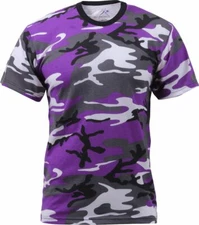 Mens Purple Camouflage Tactical Military Short Sleeve T-Shirt
