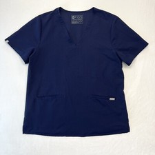 FIGS Tech Collection One-Pocket Scrub Top Size XL Navy Blue Women's Short Sleeve