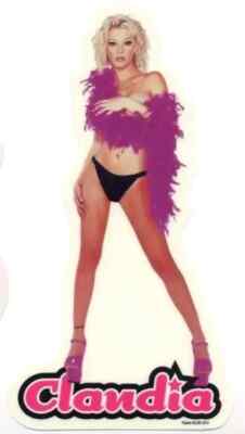 HOT Sexy PORN STAR PinUp Sticker CLAUDIA in a Feather Boa Waterproof
