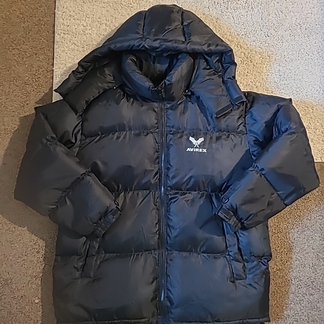 Avirex Puffer Jacket Men's Size XL Black Removable Hood Hip Avirex Puffer Jacket Men's Size XL Black Removable Hood Hip