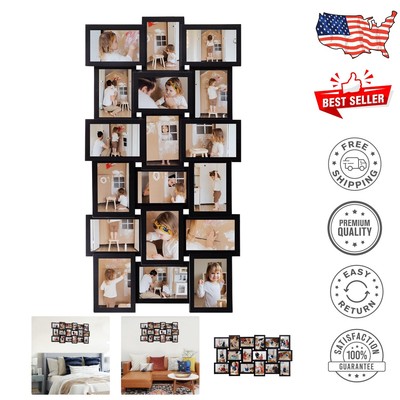 18 Opening Collage Picture Frame Set - Create Family Memories in Classic Black