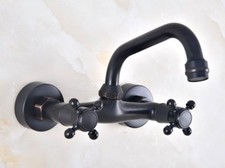Wall Mounted Two Handles Oil Rubbed Bronze Bathroom Sink Faucet Mixer Tap Znf811