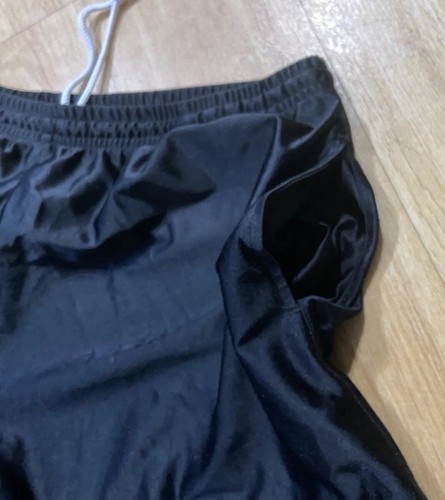 Adidas Shorts Small Black Satin Feel Three Stripes Logo Embroidered Drawstring - Picture 10 of 10