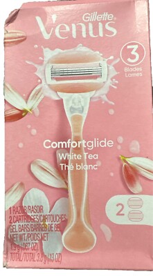 Gillette Venus Women's Comfortglide White Tea 3Blade Razor with 2 Cartirdge 