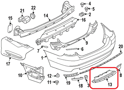 BMW Genuine 5 Series F10 Rear Bumper Lower Bottom Center Guide 