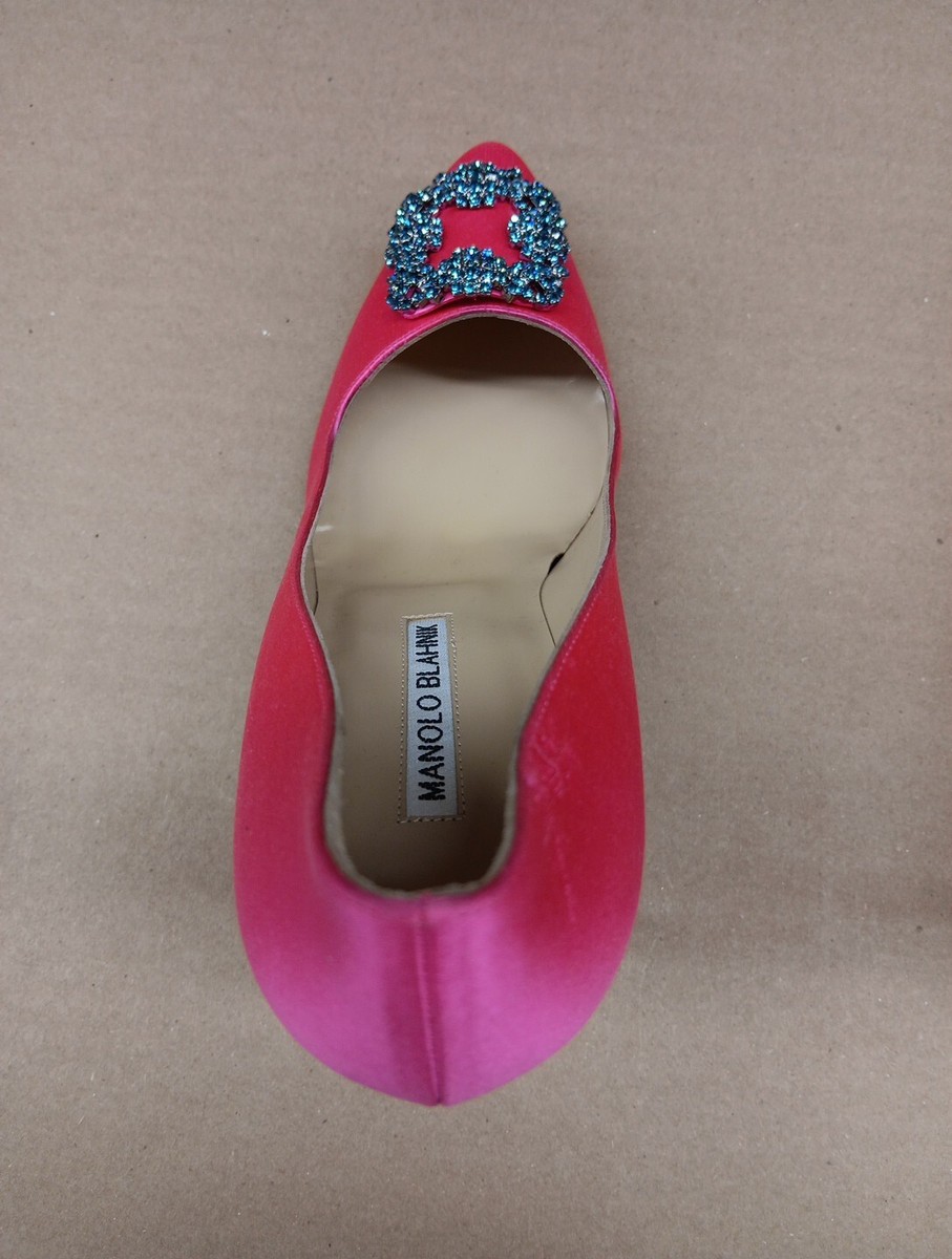 Escarpin Manolo Blahnik Hangisi – Rose Pailleté – Taille 39.5 (UK 6.5) – Occasion