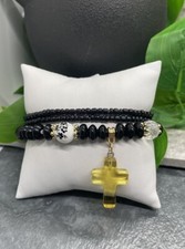 3 PC Handmade Boho Beaded Stackable 7  Plus Stretch Bracelet Set New B2428