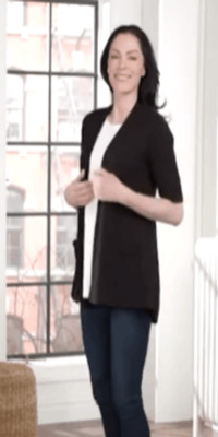 Isaac Mizrahi Live! Womens 3X Elbow Sleeve Open Front Cardigan Pockets Black NWT