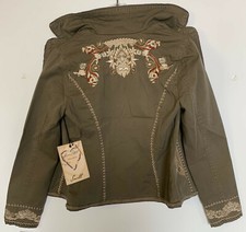 Love Stitch Jacket Embroidered Inside Out.greenish Brown. Size S New With Tags.