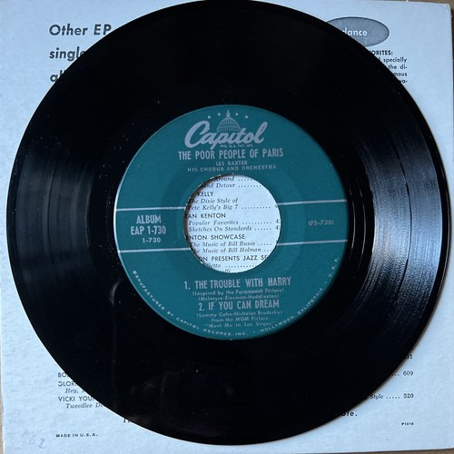 Les Baxter, His Chorus And Orchestra, The Poor People Of Paris 1956 7", EAP 1730 - Picture 3 of 4