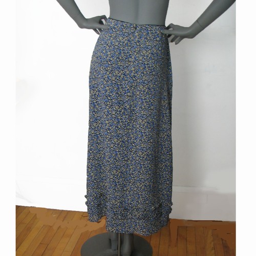 Nuevo con etiquetas Falda de Seda Liz Claiborne Talla 10 Micro Plisada, Volantes en el Doblo, Azul Floral - Imagen 5 de 11
